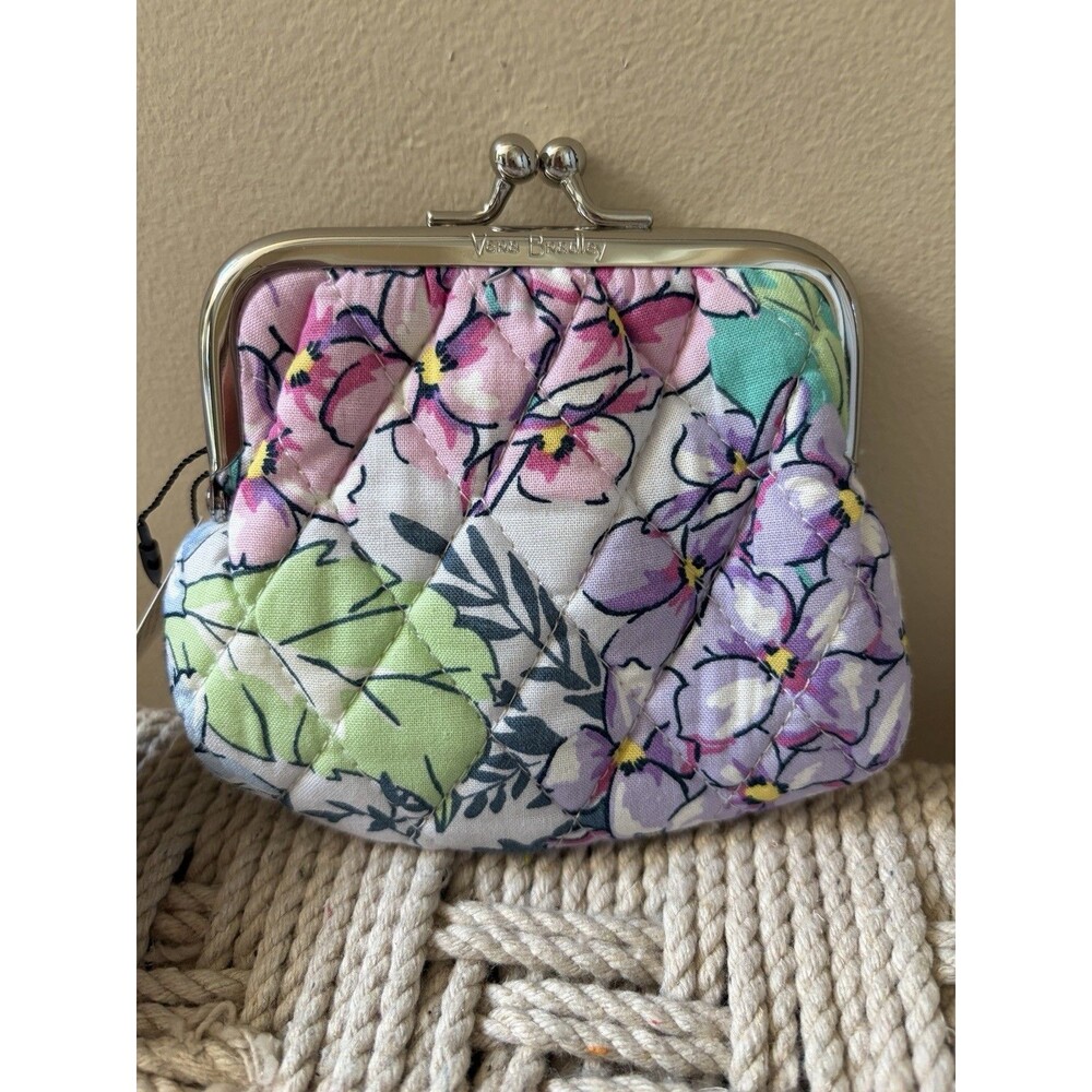Vera Bradley Happy Hydrangeas Kiss Coin Purse Kisslock Wallet D Retired Rare New